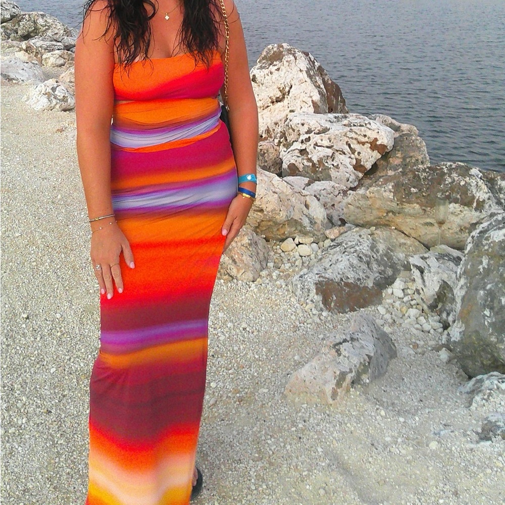 White Fox boutique summer maxi two piece set